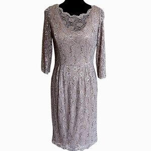 ALEX EVENINGS ELEGANT 3/4 SLEEVE SHEATH DRESS SZ 6 NWTS